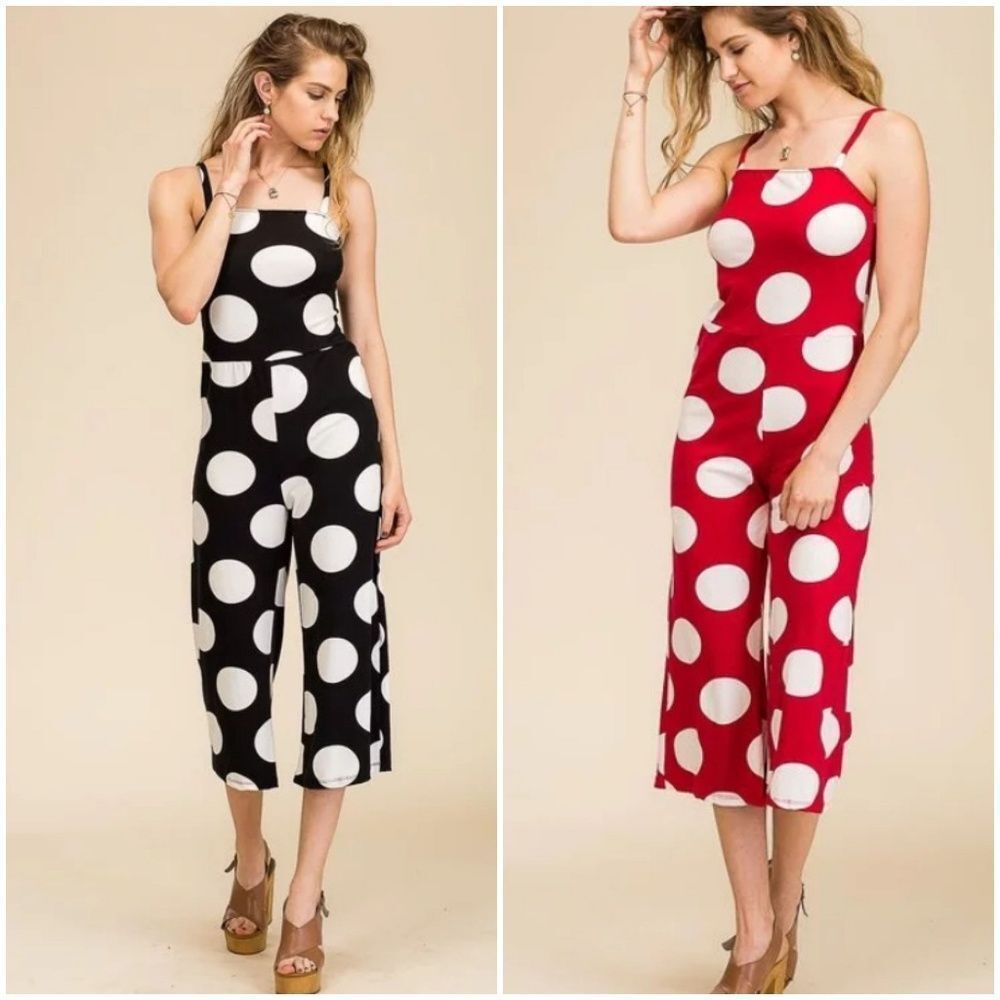 Polka Dot Capri Jumpsuit - Picture 4 of 4